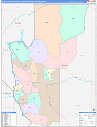 Lake Havasu City-Kingman Metro Area Wall Map Color Cast Style 2026